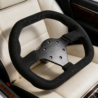 Volante de Carreras en Forma de D de 12.2 Pulgadas (310 mm) con Empuñadura de Gamuza y Radios de Aleación de Aluminio para Go-Kart, ATV, UTV, Modificación Todoterreno