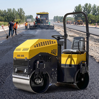Rouleau compacteur vibrant à double tambour 1,5T à entraînement hydraulique pour asphalte, sol et zones de stationnement en bordure de route