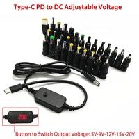 Cargador USB Tipo C, Banco de Energía USB-C a 5V 9V 12V 15V 20V 3A DC DC, Configuración PD, Router, UPS, Convertidor de Voltaje, Cable de Carga