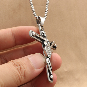 Stainless Steel <b>Cross</b> Pendant With Guitar Design Punk Retro Men's Necklace 280617 - Product Image 3