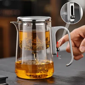Bộ ấm trà thủy tinh sang trọng 2025, dung tích <span class=keywords><strong>350ml</strong></span>, bộ lọc một chạm từ tính, máy pha trà tách nước, dụng cụ pha cà phê - Product Image 6