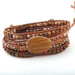 Gioielli di perline di moda fatti a mano pietre naturali miste cristallo <span class=keywords><strong>quarzo</strong></span> <span class=keywords><strong>rosa</strong></span> pietra fascino 5 fili bracciali avvolgenti - Product Image 3