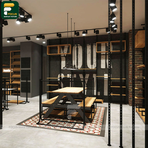 ตู้โชว์เสื้อผ้าร้านแฟชั่นแบบกำหนดเอง แผงติดผนัง เคาน์เตอร์คิดเงิน ไฟส่องสว่าง กระจกเงา - Product Image 4