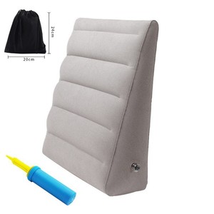 Inflatable <b>Backrest</b> <b>Pillow</b> Light Gray Rectangle Portable Breathable Lumbar Support Cushion For Home Office Use - Product Image 2