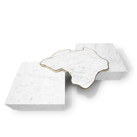 Table basse moderne contemporaine en marbre noir et blanc, modules carrés, acier inoxydable, Boca Luxury Home Furniture