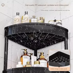 <span class=keywords><strong>Étagère</strong></span> de <span class=keywords><strong>rangement</strong></span> multi-niveaux en plastique pour salle de bain et <span class=keywords><strong>cuisine</strong></span>, <span class=keywords><strong>étagère</strong></span> d'angle triangulaire du sol au plafond, <span class=keywords><strong>rangement</strong></span> pour toilettes, robuste et élégante - Product Image 2