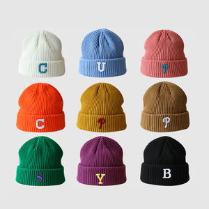 2021 New Winter Custom Embroidered Logo Ribbed Knit 100% Acrylic Warm <b>Thermal</b> Breathable Women Men Custom Beanie - Product Image 2