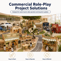 Parque Infantil Modular Panorámico para Niños, Zona de Juegos con Temática de Mercado, Cafetería y Carretera, Cumple con la Normativa ASTM, Ideal para Centros Comerciales