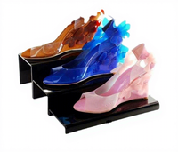 Supports de présentation portables en acrylique noir personnalisés pour chaussures et organisation de chaussures