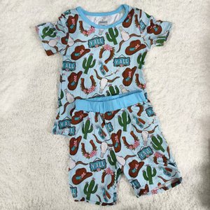 Completi estivi per bambini, t-shirt con pantaloncini, abbigliamento per bambini, pantaloncini in bambù, pigiami in due pezzi per bambini - Product Image 2