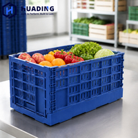 HUADING 600*400*405 mm Bac de manutention en plastique maillé empilable et pliable pour le transport de légumes verts