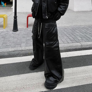 <span class=keywords><strong>Pantaloni</strong></span> Cargo in <span class=keywords><strong>Ecopelle</strong></span> Nera Personalizzati, Larghi e Comodi, Stile Hip Hop con Tasche per <span class=keywords><strong>Uomo</strong></span> - Product Image 3