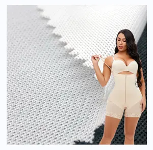 Hoge Verkoop 77% Nylon 23% Spandex Gespannen Nylon Mesh Stof Gebreide Elastische Mesh Power Mesh Stof Voor Lingerie Powernet Fajas