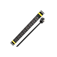 Multiprise universelle 8 voies PDU 1U pour montage en rack, coque en alliage d'aluminium ignifuge, indicateur LED vert, 2500W max, jaune