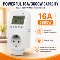 Termostato Enchufable Hysen HY02TPR para Calefacción por Suelo Radiante Eléctrico, Ecológico, Fácil Instalación, Compatible con EU/UK/US/AU/IT, 90-240V 16A