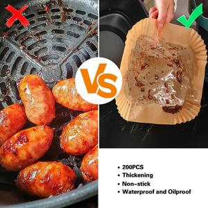 Air Fryer Disposable <b>Silicone</b> Oil Parchment Paper Liners 200pcs 8In Square Oven Safe - Product Image 4