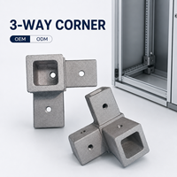 Connecteur d'angle en profilé d'aluminium robuste en alliage d'aluminium moulé sous pression, en forme de L, à 3 voies, pour tube carré, avec joint interne dissimulé