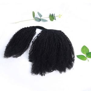 Queue de cheval en cheveux humains 4b 4c Afro Kinky Curly, queue de cheval à nouer, cheveux humains vierges, queue de cheval Kinky Curly - Product Image 3