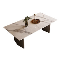 Table à manger rectangulaire multifonctionnelle haut de gamme en marbre naturel minimaliste italien pour 6 personnes, mobilier de maison de luxe à plateau plat