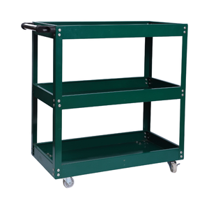 बहुमुखी <span class=keywords><strong>3</strong></span>-टियर चार-पहिया कोल्ड-रोल्ड स्टील टूल कार्ट स्टेनलेस स्टील फोल्डेबल रेल लॉक योग्य डिजाइन 0.7 मिमी प्लेट ट्रॉली - Product Image 6