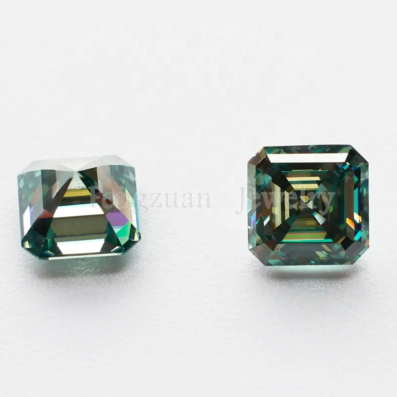 6x6mm Asscher Cut Square Shape Blue-Green Moissanite Price high quality synthetic loose moissanite diamonds