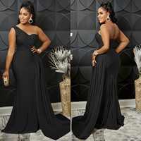 Nouvelle Robe de Soirée Grande Taille pour Femme 2026 – Robe Longue Moulante Unie à Une Manche Tendance