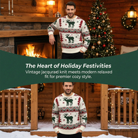 Pull de Noël moche personnalisable unisexe pour homme à manches longues en tricot d'hiver, motif Argyle, respirant, jacquard, ODM