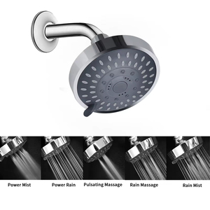 Cabezal de ducha fijo de buena calidad, cabezal de ducha cromado de plástico ABS redondo para baño de 5 ajustes - Product Image 2
