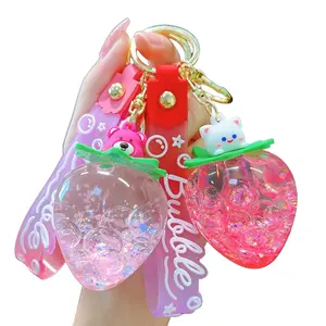 Wholesale Promotional New Design Strawberry Liquid Keychain In Bulk