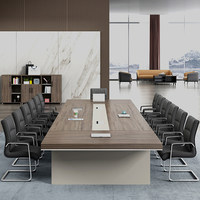 Grande table de conférence ouverte, longue et rectangulaire, style moderne et épuré, pour bureau, salle de réception, formation, avec chaises