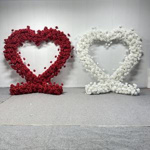 T-HFA131 Artificial <b>heart</b> <b>shaped</b> flower arch decor customized <b>heart</b> arch flower silk rose flower arch for wedding arrangements - Product Image 1