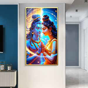 Nude Crystal Canvas <strong>Art</strong> of Hindu Gods Couple Lord <strong>Krishna</strong> and Goddess Radha for Modern Wall Decor - Product Image 5