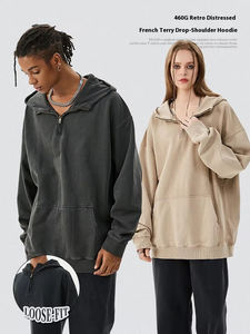 Sudadera con Capucha de Punto 100% Algodón para Hombre TL460, Otoño Invierno, 460G, con Cierre Decorativo, Corte Holgado, Estampado Digital - Product Image 3