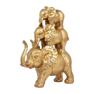 Sculpture d'éléphant empilé avec détail de trompe surélevée pour la décoration intérieure, les ornements de salle de bain, le bureau, la salle de séjour - Product Image 2