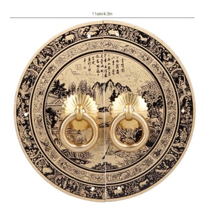 Poignée de tiroir en laiton antique chinois à motif original de 11 cm, quincaillerie vintage pour meubles en bois personnalisés et armoires domestiques - Product Image 3