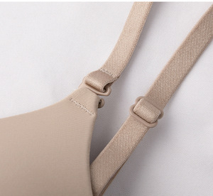 Vente en gros couleur unie sans motif soutien-gorge à boucle avant gros seins spectacle petit avec anneau en acier soutien-gorge ultra-mince EFGHI Cup pour femmes - Product Image 2