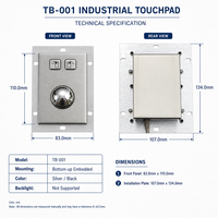 TB-001 Combo de Teclado y Ratón Industrial Resistente al Agua IP54, Dispositivo de Entrada de Montaje en Panel para Terminales de Cajeros Automáticos y Quioscos