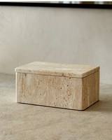 Boîte de rangement rectangulaire en marbre naturel SAIDKOCC, grande boîte de rangement, décoration de salon, ornements en travertin beige, bijoux, articles divers