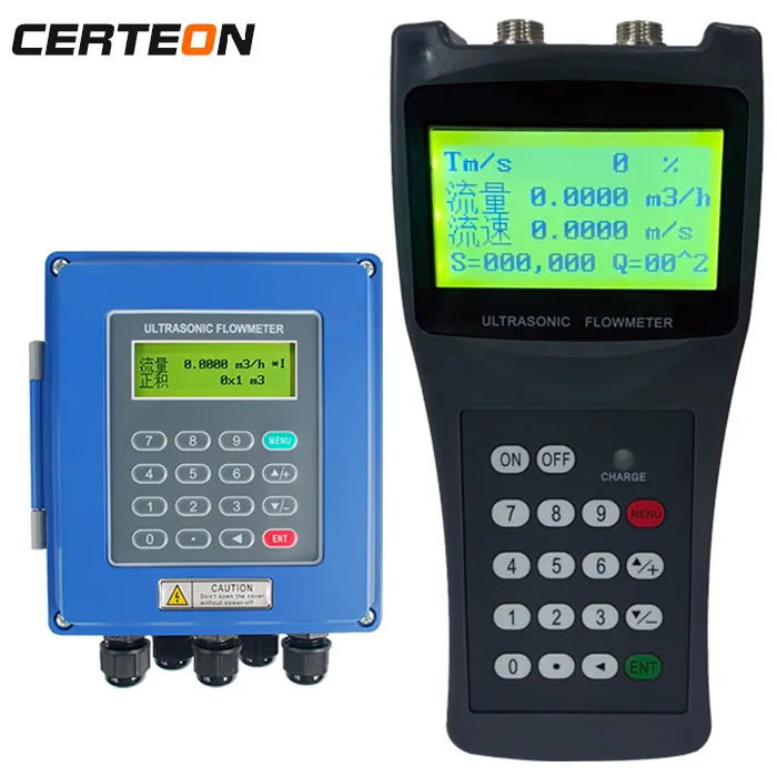 open channel TUF-2000H Clip-on Plug-in Pipe selfpowered Velocity Tester water ultrasonic flow meter with Built-in printer