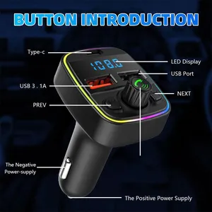 P10 Handfree BT V5.0 Multifunction Wireless Car FM Transmitter Mp3 Music Player Usb Portable Bluetooth Car Charger BMW I Neutral