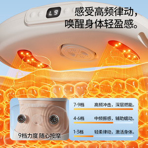 Ceinture de massage abdominale rechargeable AUX à double moteur, vibration et thérapie thermique pour brûler les graisses et soulager les muscles - Product Image 2