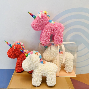 Valentine Day Valentine Day Roses Christmas Gift PE Foam Flower Rose Unicorn Pet Bear With Gift Box For Weddings Party Valentine Day Birthday Present Unicorn Bear