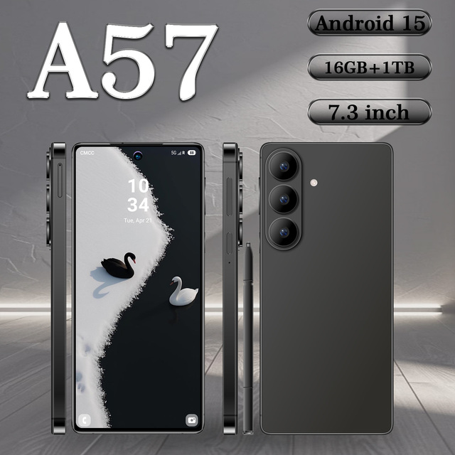 New A57 AI Camera 5G Android Phone 108MP 7.3 Inch 144Hz AMOLED 8000mAh Fast Charge 16GB 1TB GPS Navigator Factory Direct Price