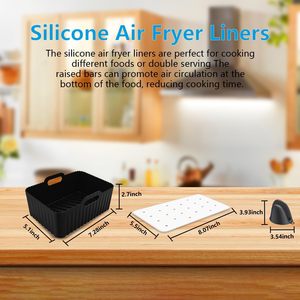 Ninja Dual Oven Accessory Set Reusable Rectangle Non-Stick <strong>Silicone</strong> <strong>Air</strong> <strong>Fryer</strong> <strong>Basket</strong> with Liners Baking Dishes &amp; Pans - Product Image 3