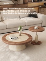 Großer und Kleiner Runder Massivholz-Couchtisch-Set Wohnzimmer Retro Einfaches Design Hochwertiges Couchtisch-Set