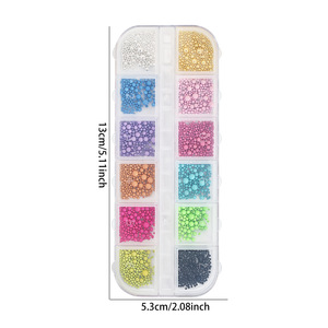 Nail Art <span class=keywords><strong>Macaron</strong></span> Style 12 Grille <span class=keywords><strong>Macaron</strong></span> Colorful Steel Beads Mixed Sizes Small Steel Balls for DIY Nail Decoration Accessories - Product Image 4
