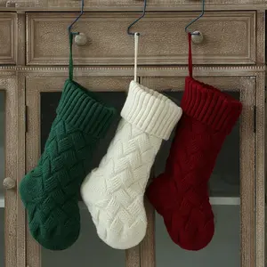 New Family Holiday Indoor Decoration Knit Christmas Stocking Items Blank Pet Christmas Stocking