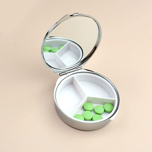 Wholesale Custom Logo Portable Metal Rounded Pill Storage Cases Outdoor Travel Daily Vitamin Tablet Promotional Pill Boxes