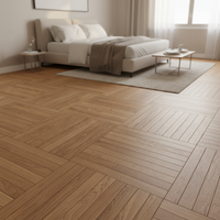 Parquet massif à emboîtement en chevrons pour salon, pose facile, finition lisse