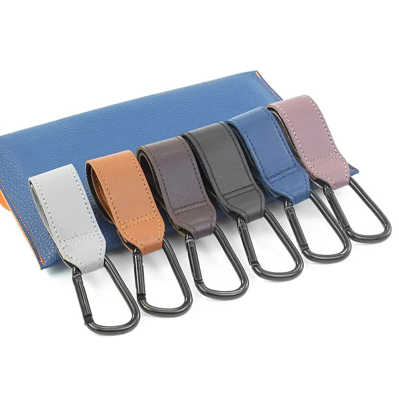 Rotatable Faux Leather Velc-ro Stroller Hooks Shopping Cart Organizer Hanger Hook Outdoor Baby Stroller Accessories Clips